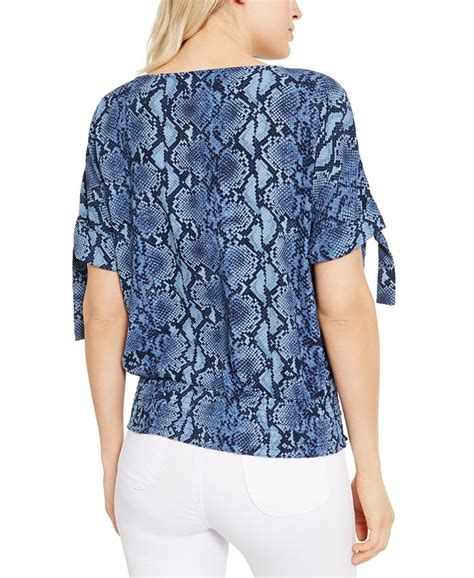 floral smocked-sleeve blouse michael kors|macy's michael kors tops.